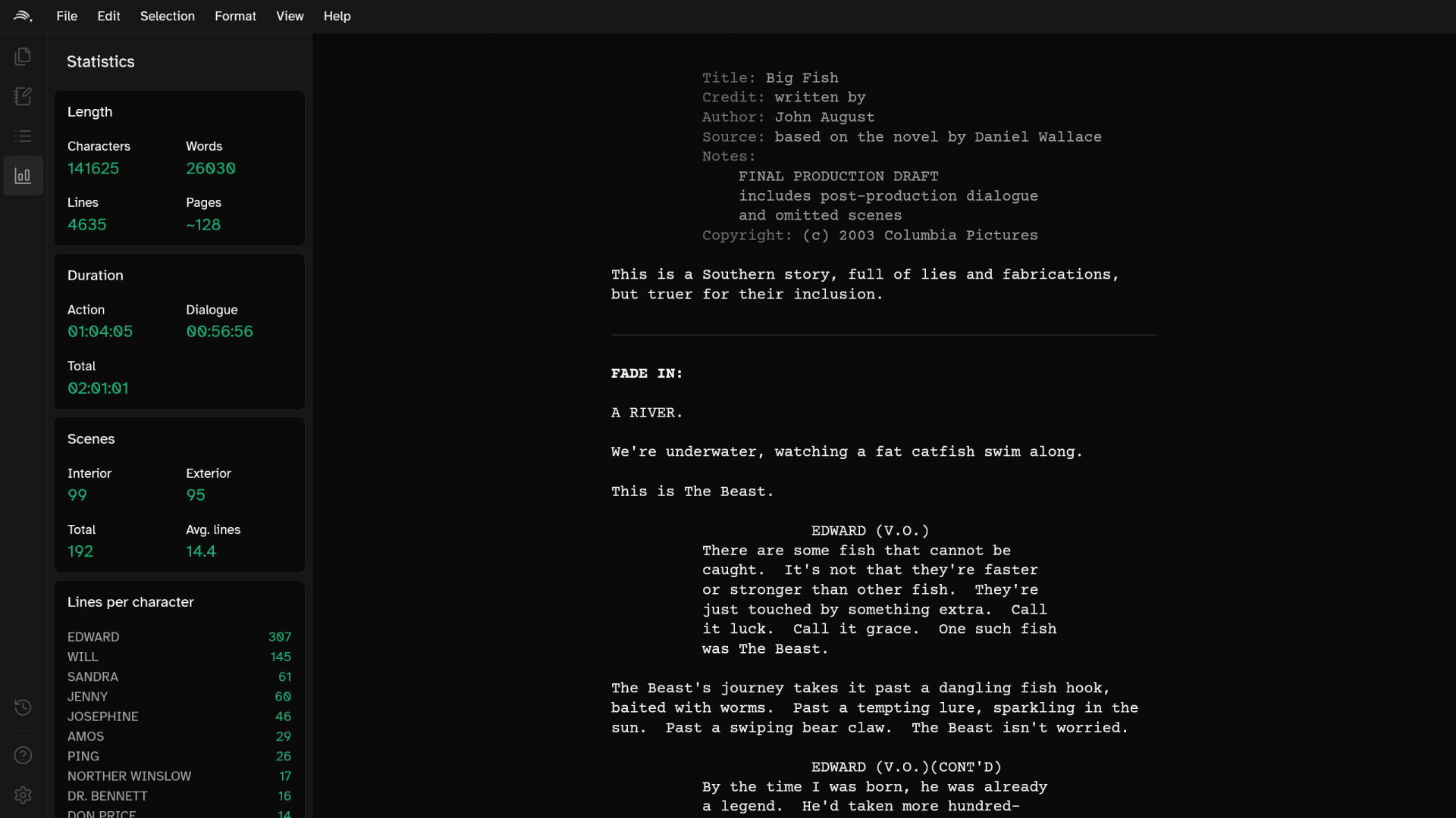 Screenshot of Porcupine in dark mode